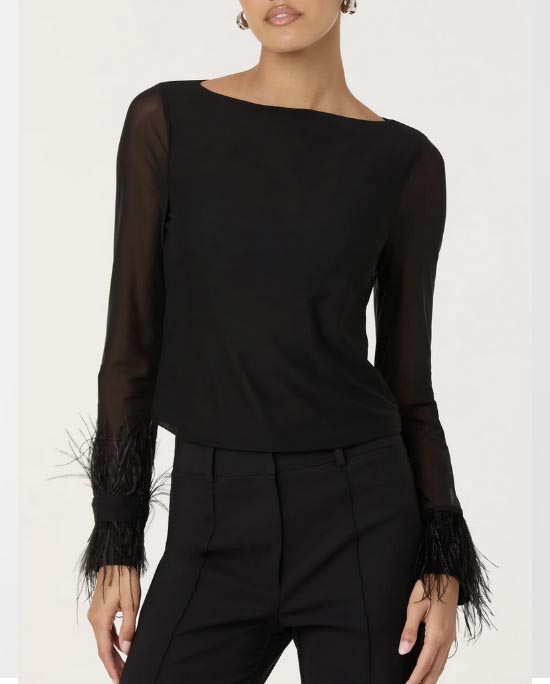 Feather Trim Long Sleeve Top fashion trends 2026