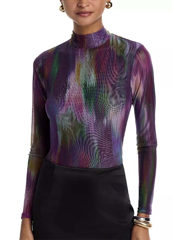 graphic print high neckline