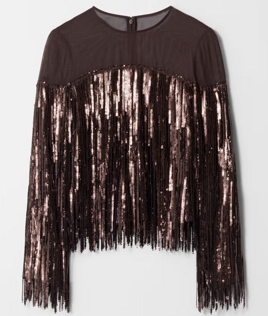Fringed Sequin Top