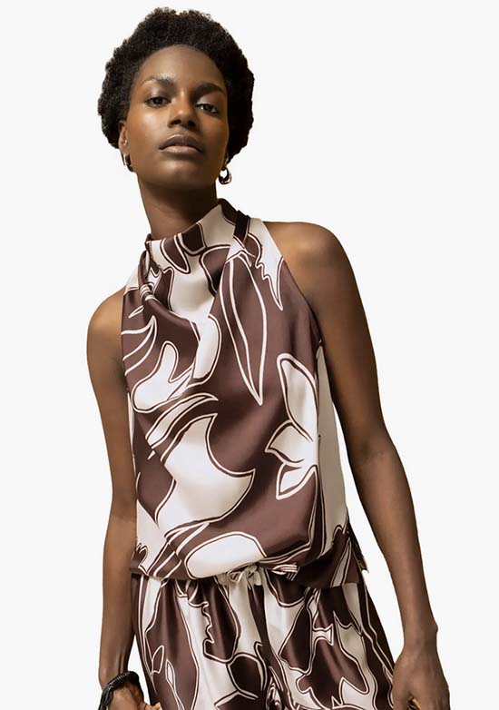 Ro&Zo Swirl Print Drape Top