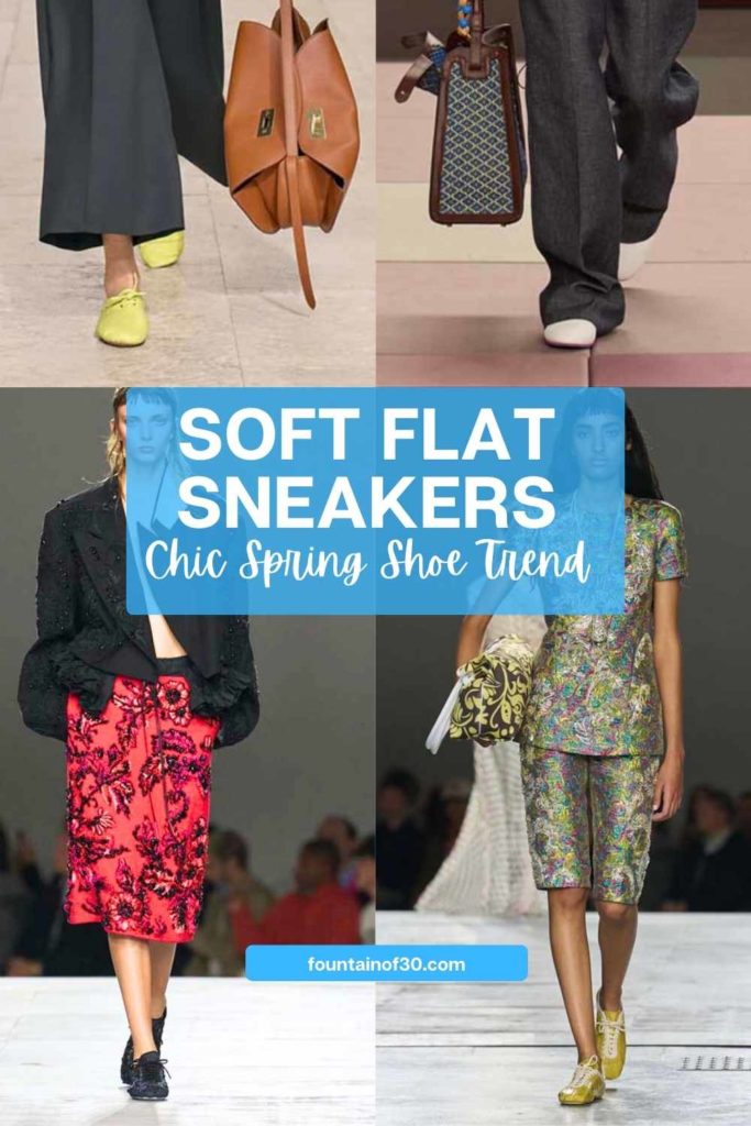 Soft flat sneakers are one of Spring 2026’s top shoe trends — and they’re perfect for women over 50. See how to style them with skirts, trousers, and denim for effortless comfort and style. #Spring2026Trends #ShoeTrends #Over50Style #ComfortableFashion #SneakerStyle