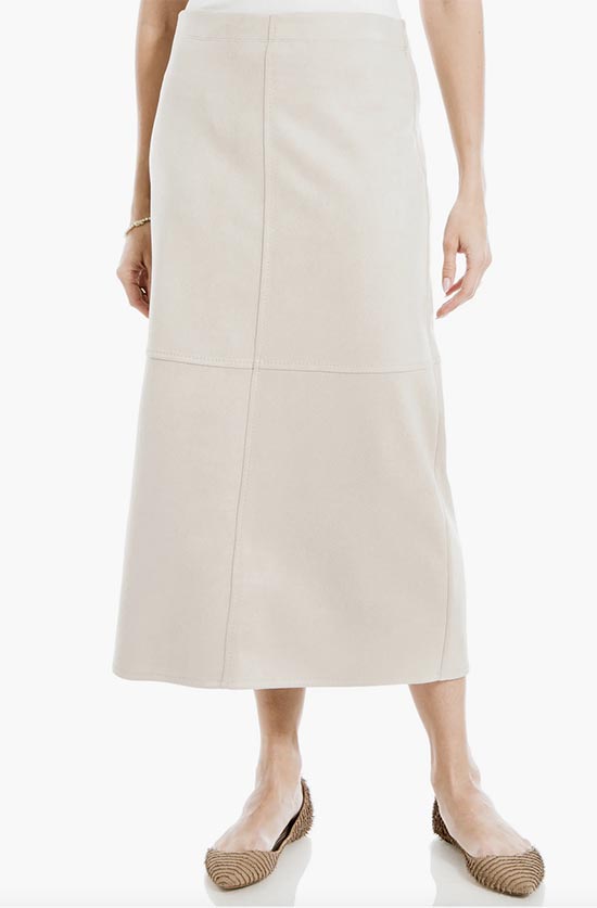 Faux Suede A-Line Midi Skirt 2026 trends