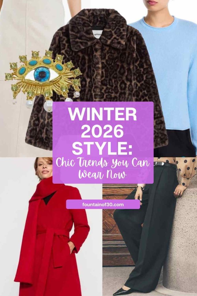 Looking for wearable winter 2026 fashion trends? From faux fur and icy pastels to tailored trousers and statement brooches, these chic looks are easy to style. #WinterFashion #2026Trends #StyleOver50 #StyleOver50 #fashiontrends