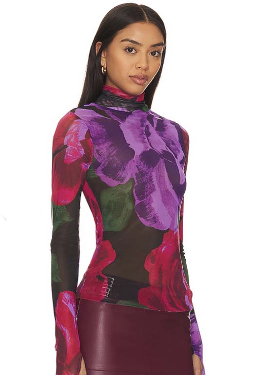 floral print turtleneck