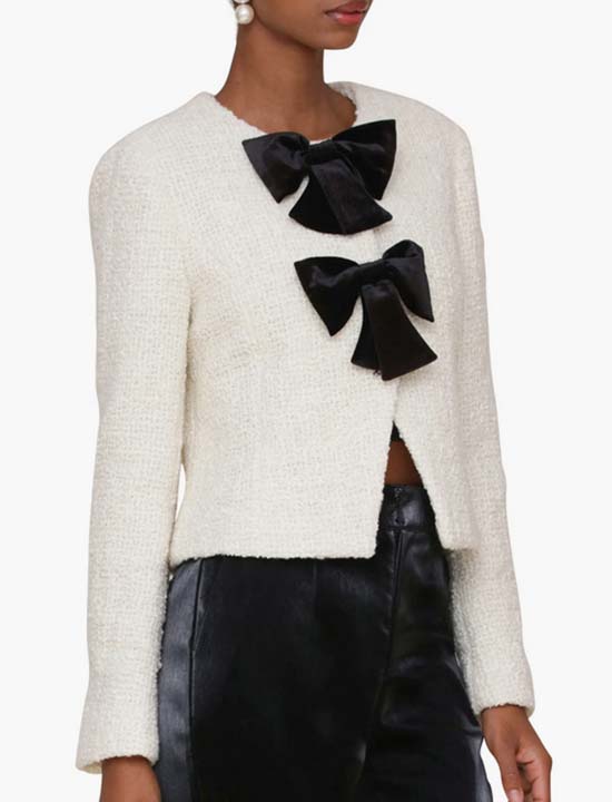 black Bows white Cropped Cardigan fountainof30 trends