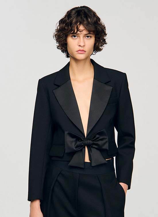 Sandro Short Satin Bow Jacket foutainof30