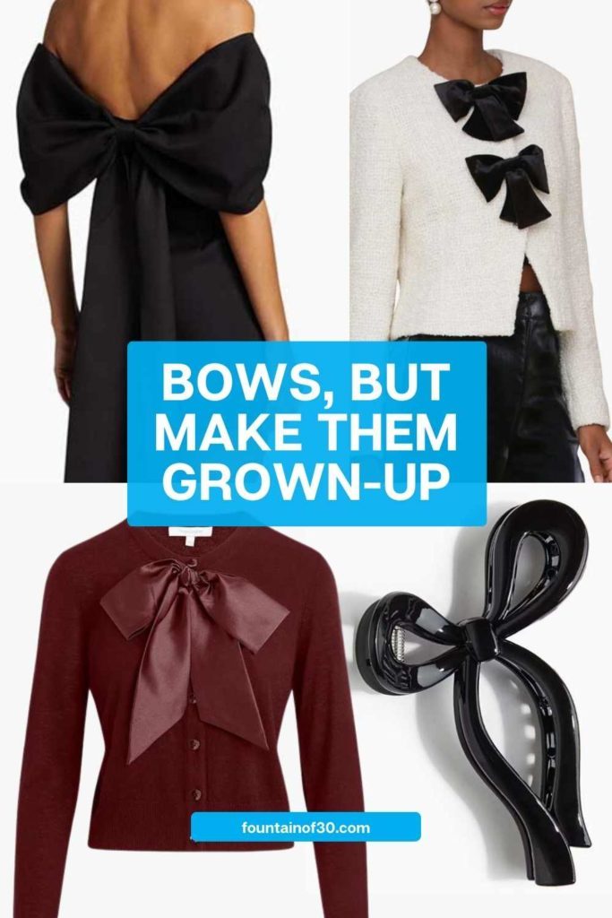 The bow trend is back—but it doesn’t have to feel juvenile. From flats and bags to jackets and dresses, these chic, grown-woman ways to wear bows feel feminine, modern and polished. #BowTrend #Over50Style #FeminineFashion #fashiontrends