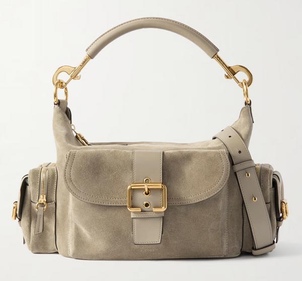 Chloé Camera Leather-Trimmed Suede Shoulder Bag