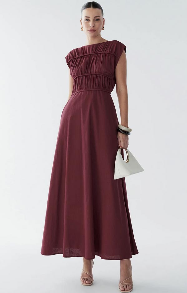 BWLDR Eden Maxi Dress deep red