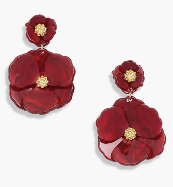 deep red Nordstrom Pansy Drop Earrings
