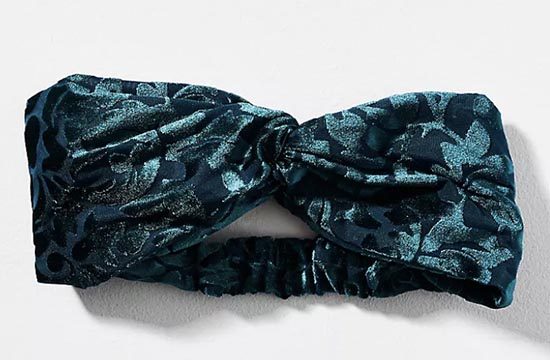 Burnout Velvet Twist Headband teal floral