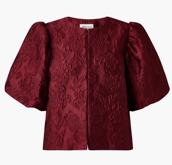 Deep red Malina Cleo Pouf Balloon Sleeve Blouse