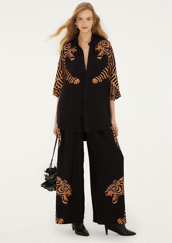 Black Tiger Long Sleeve Shirt and pants set fountainof30