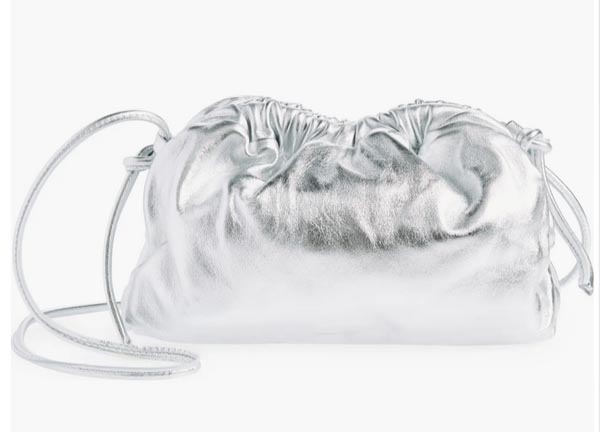 silver Mansur Gavriel Mini Cloud Metallic Leather Clutch