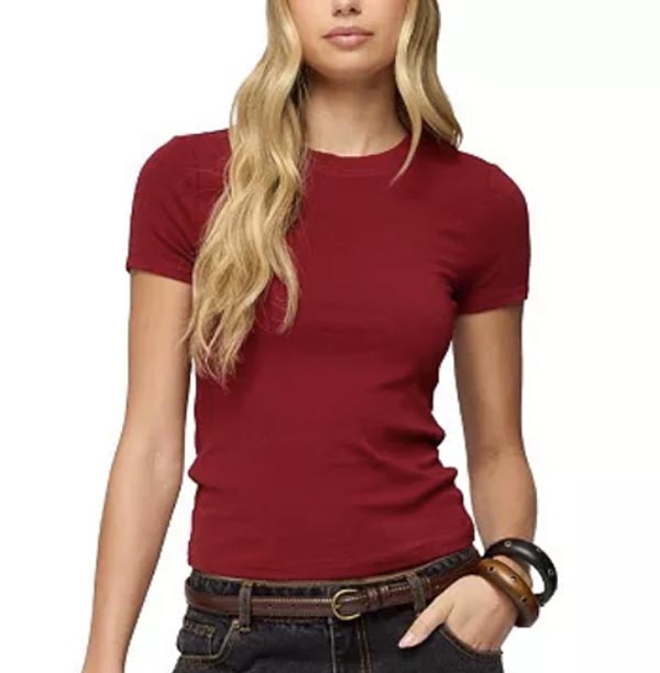 lava red Edikted Daphney Ribbed T-Shirt