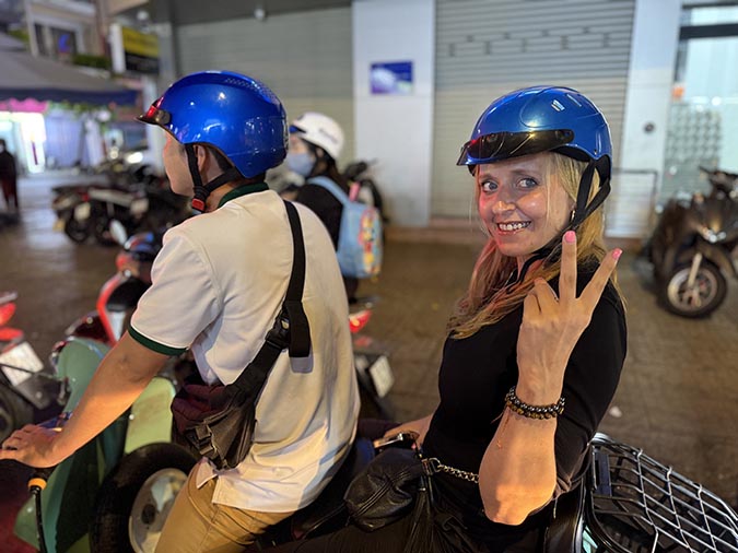 On a vespa in Saigon