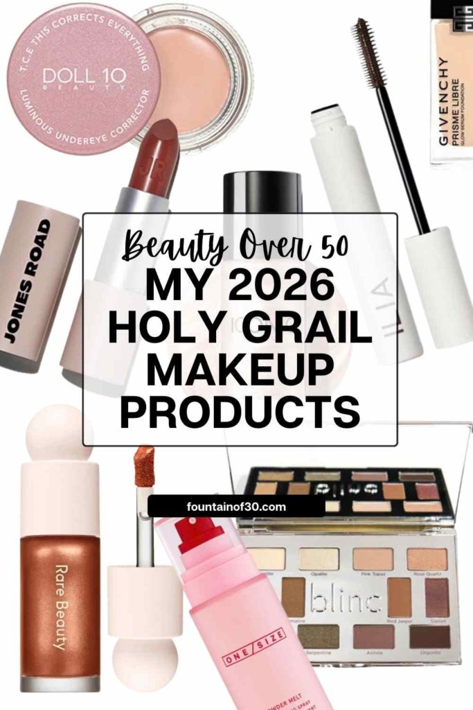 These 2026 holy grail makeup favorites deliver glow, coverage, and natural radiance without settling into fine lines for women over 50. Tested on real mature skin and worn daily. #makeupover50 #beautyover50 #matureskinmakeup #midlifebeauty #holygrialbeauty