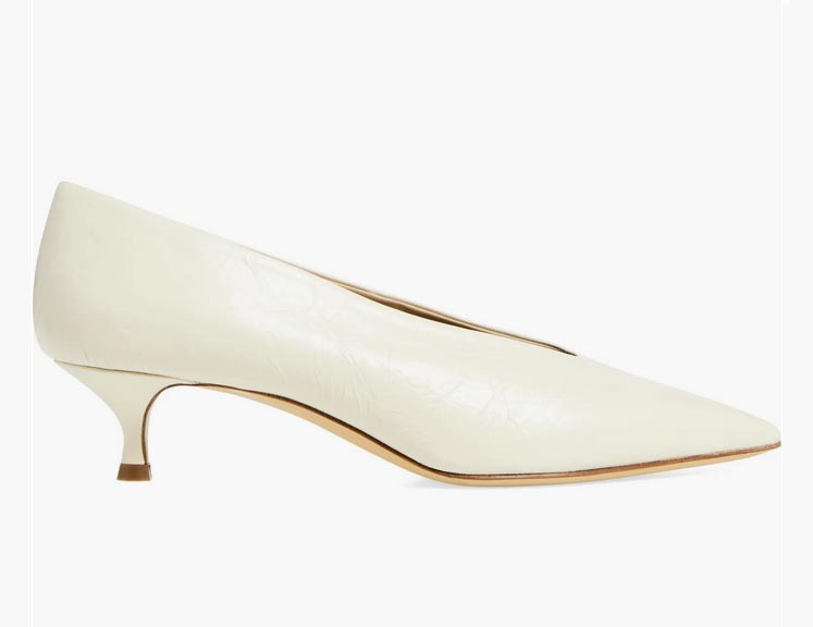 modern white Kitten Heel Pump