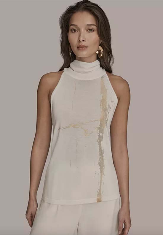 marble Printed Turtle Neck Top for women
