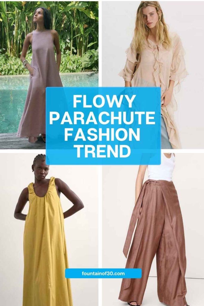Discover the must-try spring 2026 trend: flowy parachute silhouettes! Perfect for dresses, pants, or tops, this airy, feminine style is versatile for any spring look. #springtrend2026 #flowytops #parachutepants #femininefashion #springstyleideas