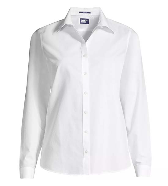 Lands' End No Iron Button Front Shirt white fountainof30