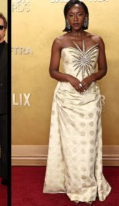 Nana Mensah in vintage Bob Mackie gown actor awards 2026 red carpet old hollywood theme