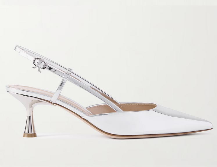 Mirrored Leather Slingback Pumps