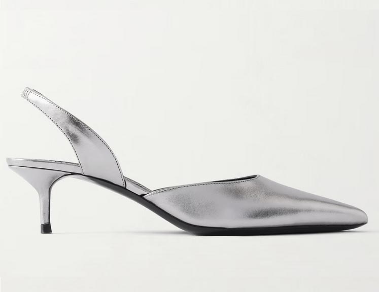 Staud Metallic Leather Slingback Pumps