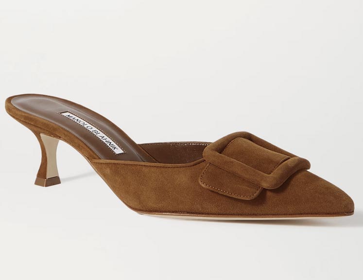 Manolo Blahnik Maysale 50 Buckled Suede Mule