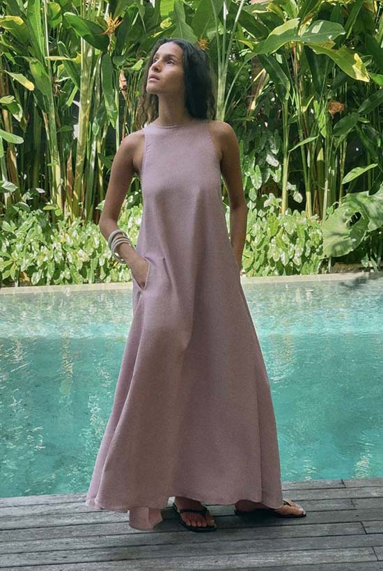 Zara Flowy Midi Dress blush rose