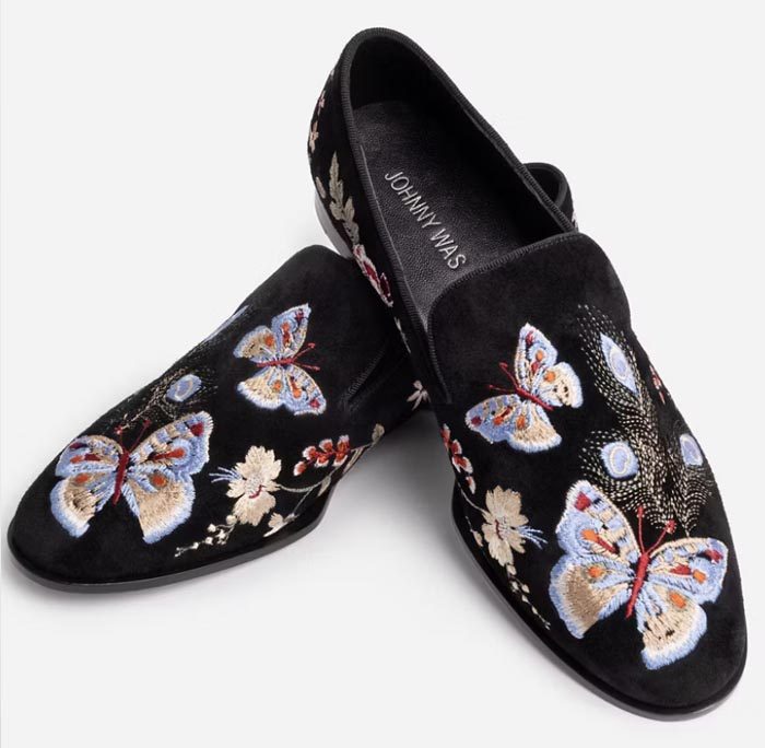 floral Embroidered Smoking Loafers