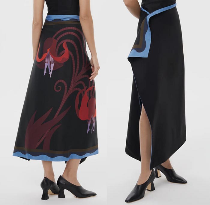 Alas Reversible Floral Wool-blend Wrap Skirt