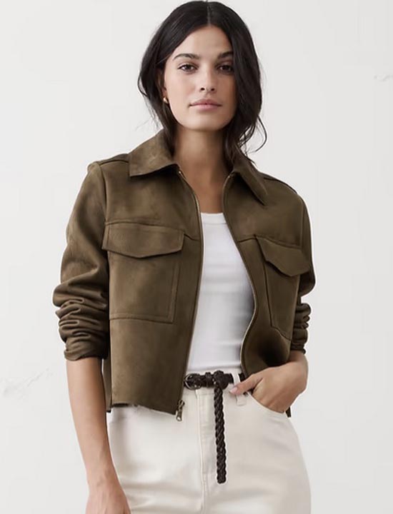Vegan Suede Cropped Jacket for summer fountainof30