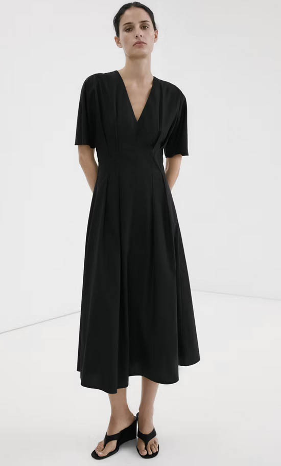 Black flutter sleeve A-line Dress fountainof30