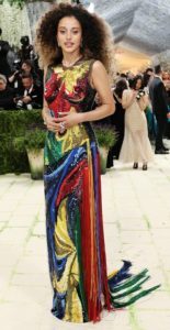 Chase Infiniti in coilorful Thom Browne gown met gala 2026