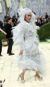 Teyana Taylor in feathery Tom Ford met gala 