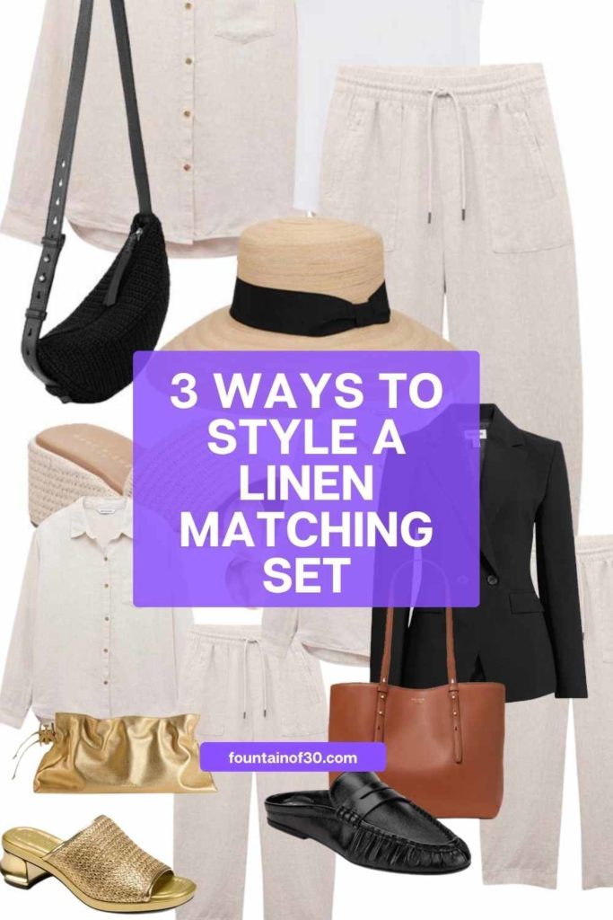 How to Style a Linen Matching Set for Work Travel Weekend fountainof30
