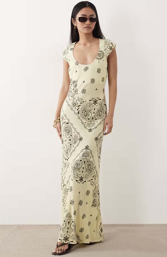 Maxi Dress in Yellow Bandana Print fountainof30