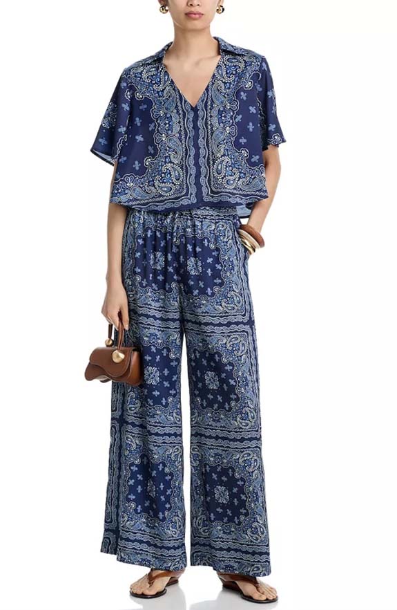 blue Bandana Top and Wide Leg Pants set fountainof30