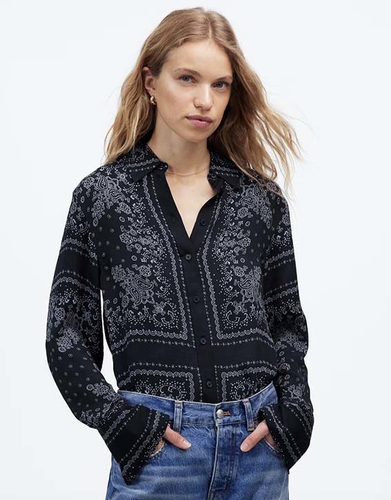 Button-Up Shirt Bandana Print fountainof30
