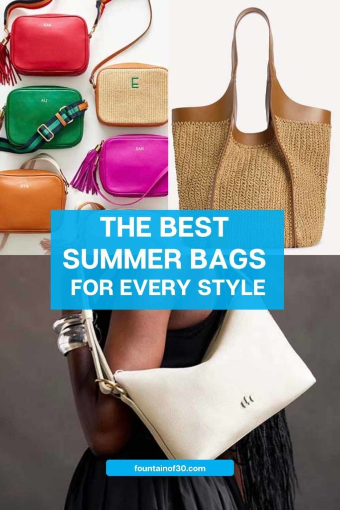 summer handbags, colorful crossbody bags, classic shoulder bags, and versatile totes for everyday wear fountainof30