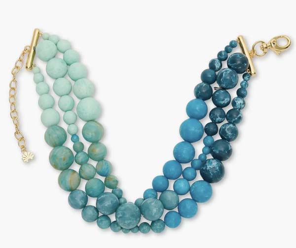hombre blue triple row statement necklace fountainof30