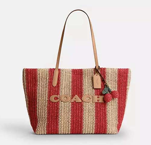 red tan stripe straw tote fountainof30