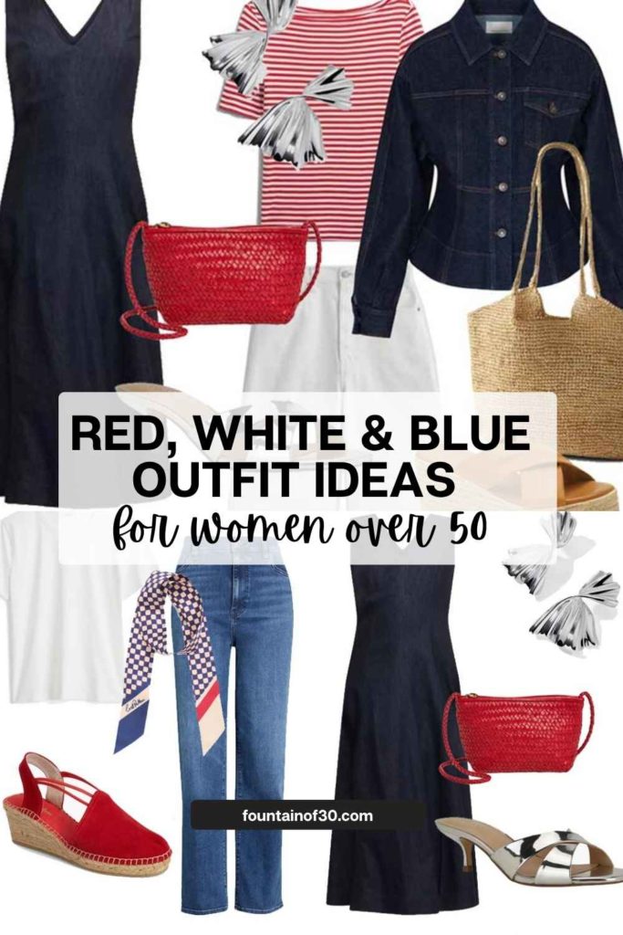 Red, White & Blue Outfit Ideas for Women Over 50 fountainof30