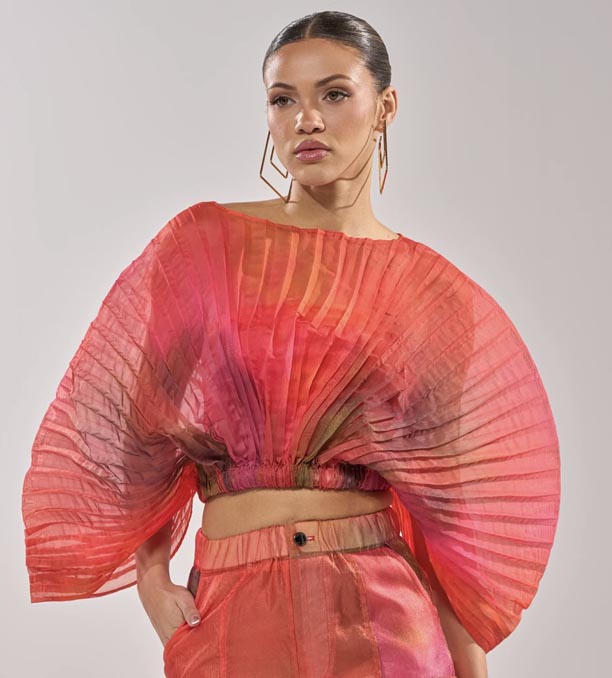 Akira Stained Red Cropped Blouse