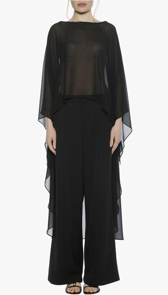 black Cover-Up High-Low Chiffon Top