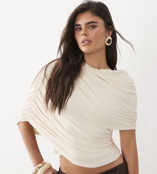 Draped Asymmetric Wrap Top fountainof30