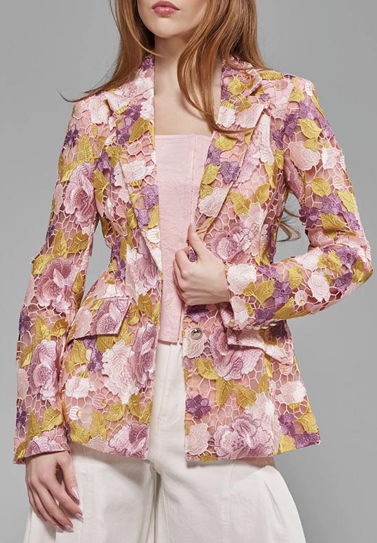 floral print lace blazer fountainof30