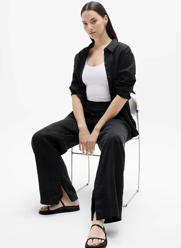 Athleta Retreat Linen Top, Retreat Linen High Rise Wide Leg Pant