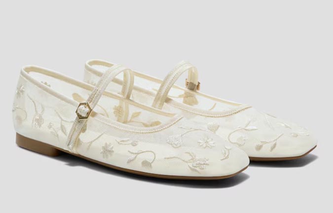 Square-Toe Mary Janes sheer lace